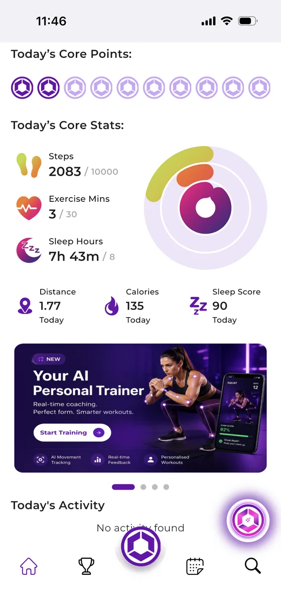 Core Direction employee app home screen